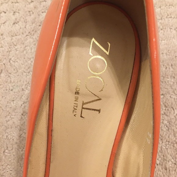 ZOCAL Patent leather Peach Pink Pip Toe Wedges - Picture 3 of 4